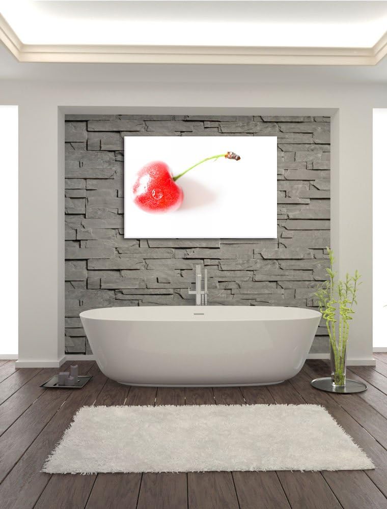 Pixxprint kleine Kirsche auf Leinwand, XXL riesige Bilder fertig gerahmt mit Keilrahmen, Kunstdruck