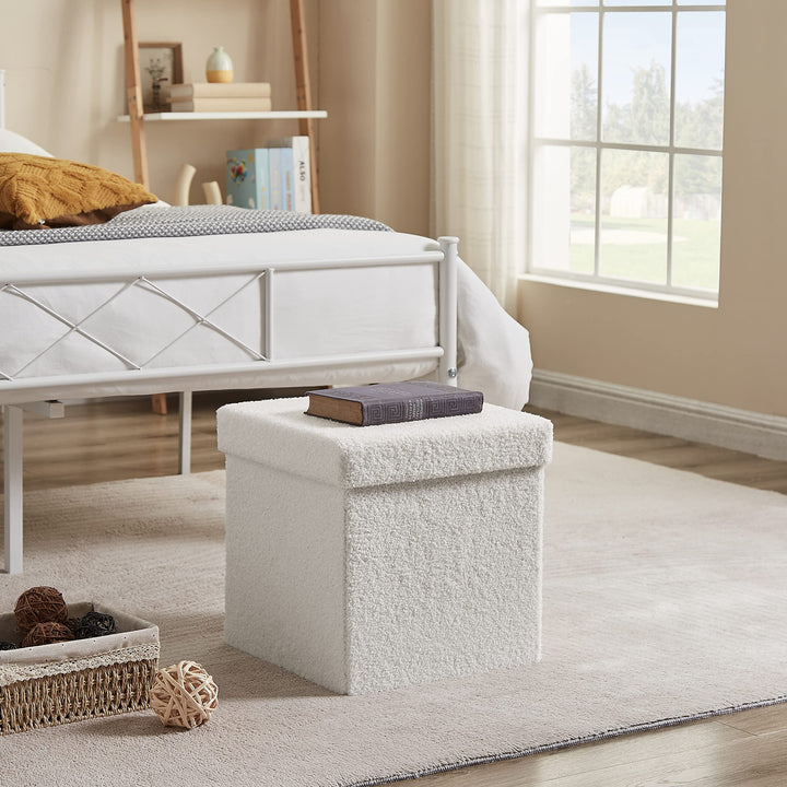 Zedelmaier Sitzhocker Sitzwürfel mit Stauraum Plüschstoff Fussbank Truhen Aufbewahrungsbox faltbar b