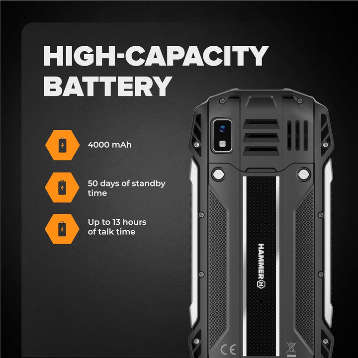 Hammer H Power Plus LTE Outdoor Handy ohne Vertrag, 4000mAh Akku, 128MB Memory, 64MB RAM, 2,8" IPS D