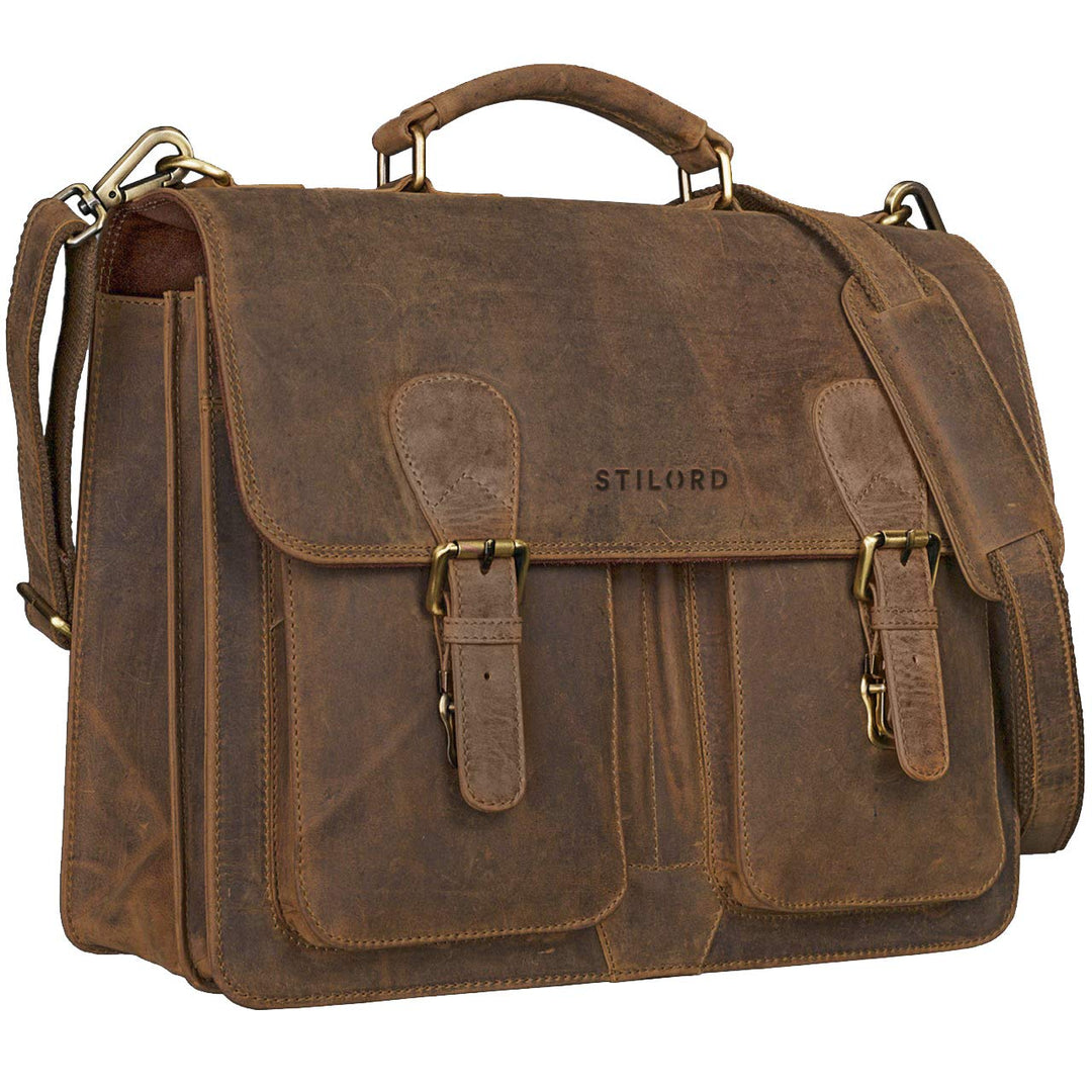 STILORD Aktentasche Herren Lehrertasche Bürotasche Laptoptasche Umhängetasche Vintage gross aus echt