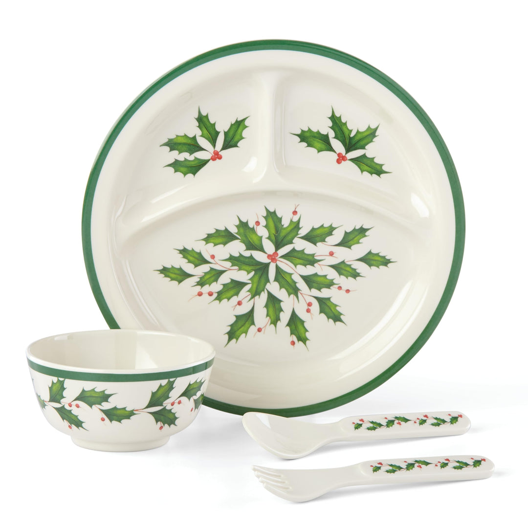 Lenox Holiday Kindergeschirr-Set, 4-teilig, 0,7 kg, Rot & Grün Kinderteller, Kinderteller