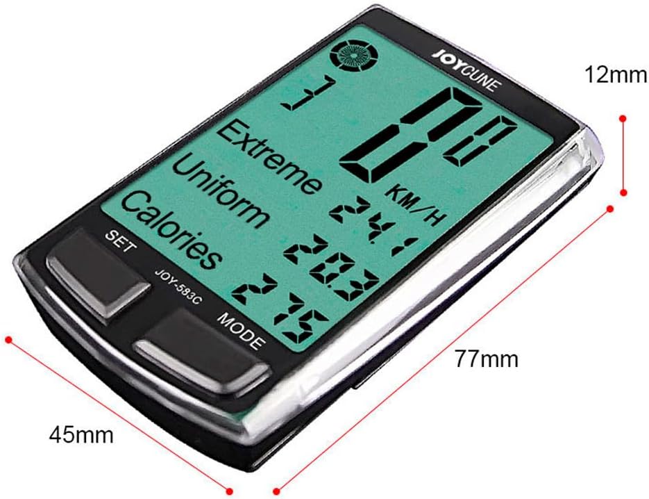 Fahrradcomputer und Kilometerzähler, kabellos, grosses Display, 3,3 Zoll (8,9 cm), MPH, KM/H, Geschw