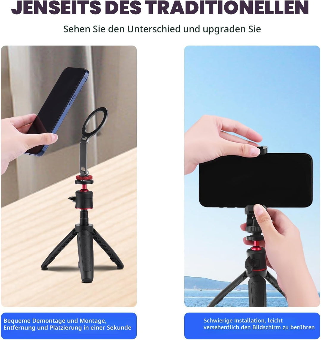 BRDRC Cold Shoe Handyhalterung, Stativ Halterung für iPhone Magsafe Magnetischer Hot Shoe Kamera Ada