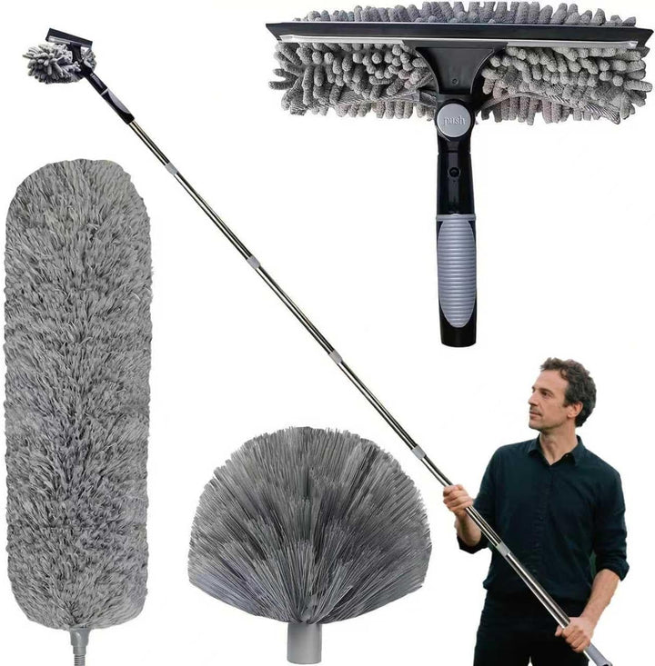 Staubwedel Teleskop 6m, Reinigungsset für Staubwedel mit Teleskopierbarer Verlängerungsstange 1,5 bi