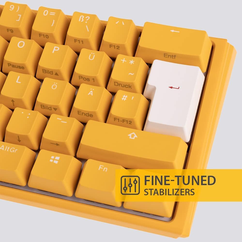 Ducky One 3 Yellow - Mechanische Gaming Tastatur Deutsches Layout im Mini-Format (60% Keyboard) mit