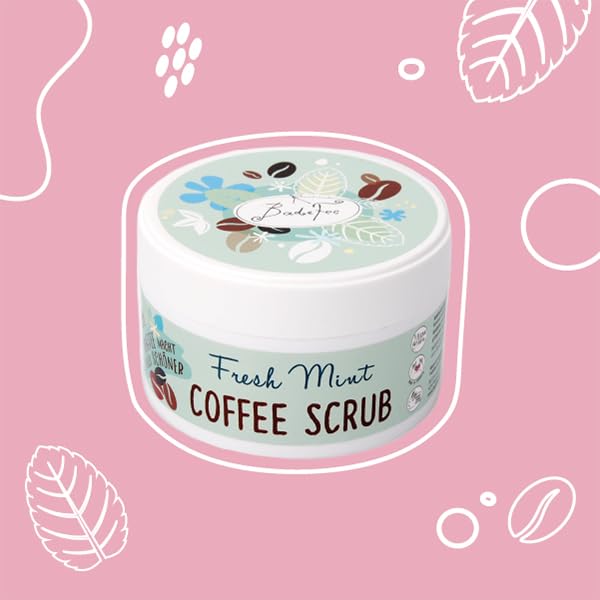 BadeFee - Körperpeeling "Coffee Scrub" (Fresh Mint) 180g - Pflegendes Body Scrub aus gemahlenem Kaff