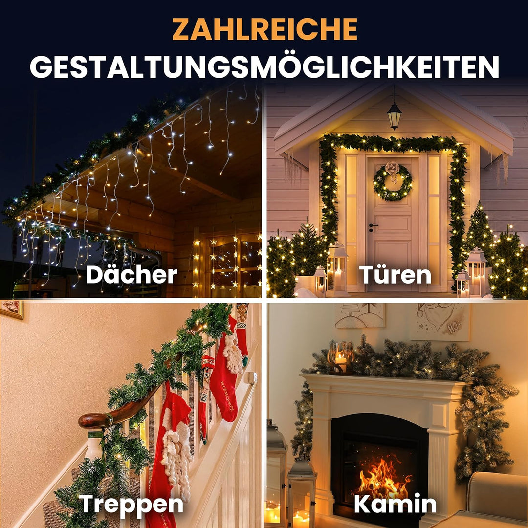 Gartenpirat Künstliche Tannengirlande Türgirlande beleuchtet LED Weihnachtsdeko (Kaltweiss, 5 m - 80
