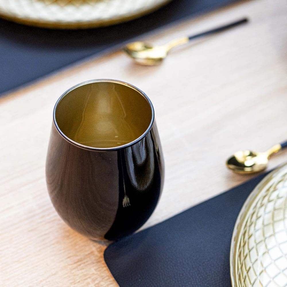 TREND FOR HOME Schwarze Trinkgläser Set 580 ml Weingläser Schwarze Gläser Set von 6 Trinkgläser Gros