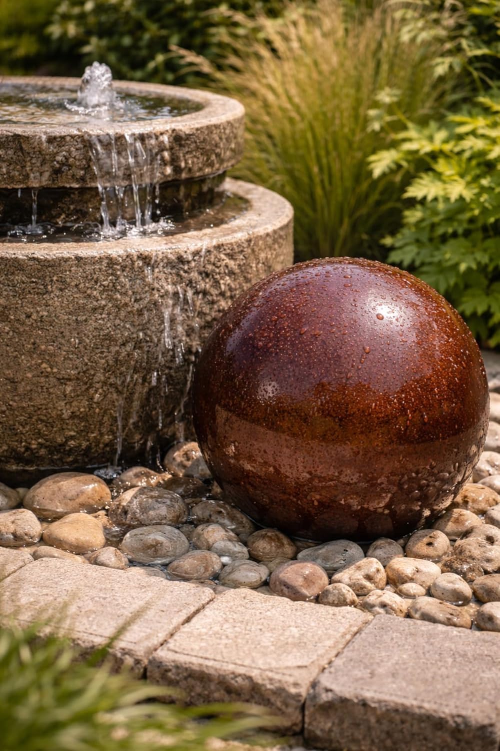 Keramik Kugel 30 cm Gartenkugel Dekokugel Gartenfigur Dekoration aus frostfester, witterungsbeständi