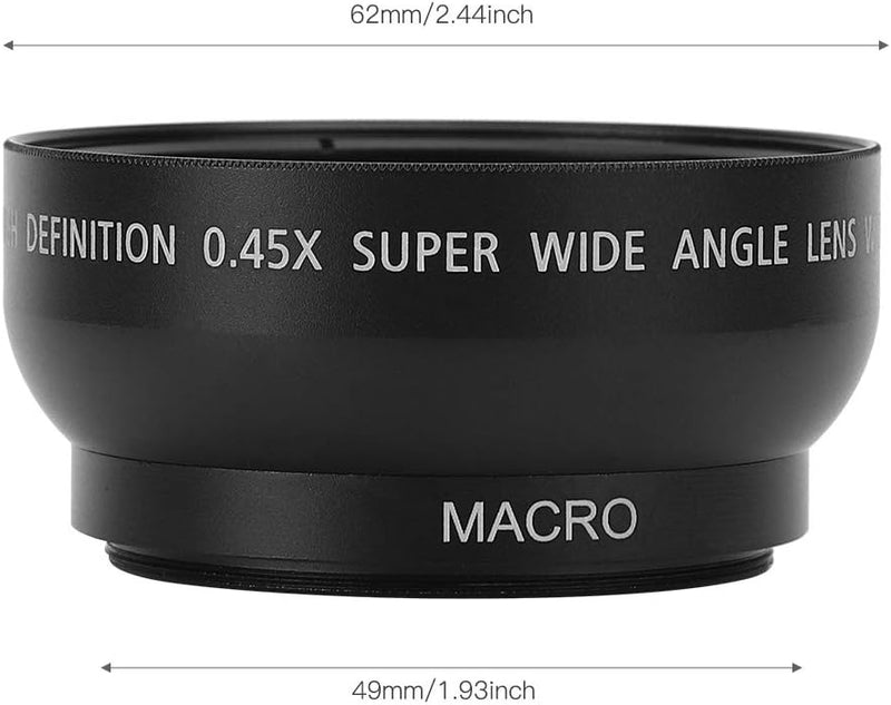 49mm Kamera Weitwinkelobjektiv, 0,45X Weitwinkel Makroobjektiv Universal für Canon für Nikon für Son