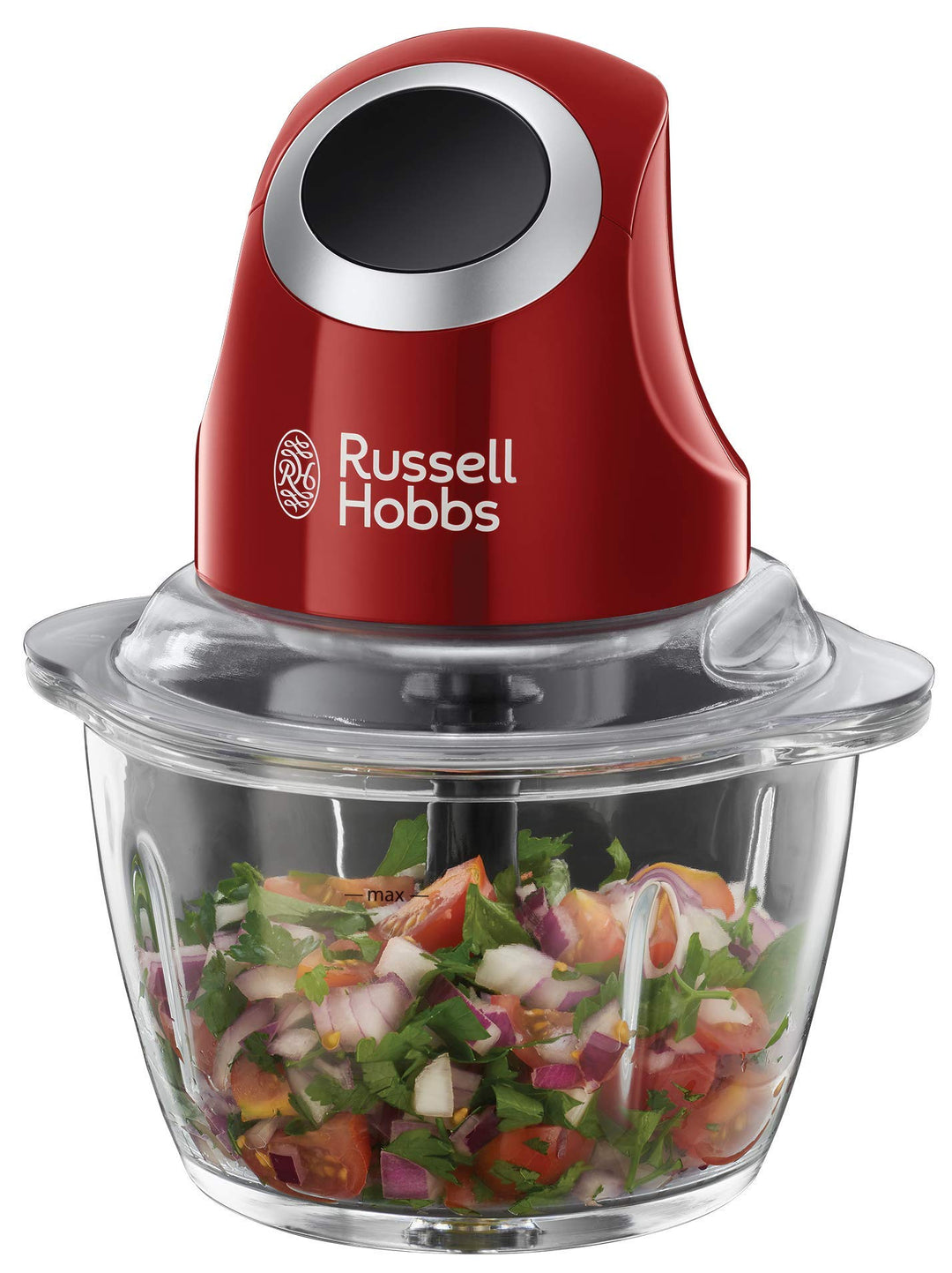 Russell Hobbs Zerkleinerer elektrisch Mini [Glasbehälter inkl. Aufbewahrungsdeckel] Desire Rot (500m