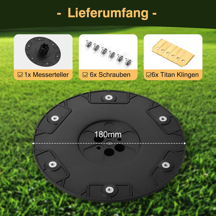 [AUFRÜSTUNG] Messerteller + 6 Stück Klingen Kompatibel mit Gardena Sileno Minimo 250,350,500 / Husqv