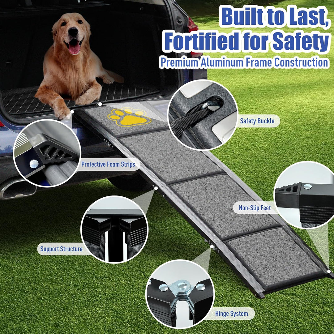 BACOENG 180cm Hunderampe Auto Klappbar, Hundetreppe Auto mit Rutschfester Teppich, rutschfest Hunder