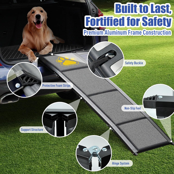 BACOENG 180cm Hunderampe Auto Klappbar, Hundetreppe Auto mit Rutschfester Teppich, rutschfest Hunder