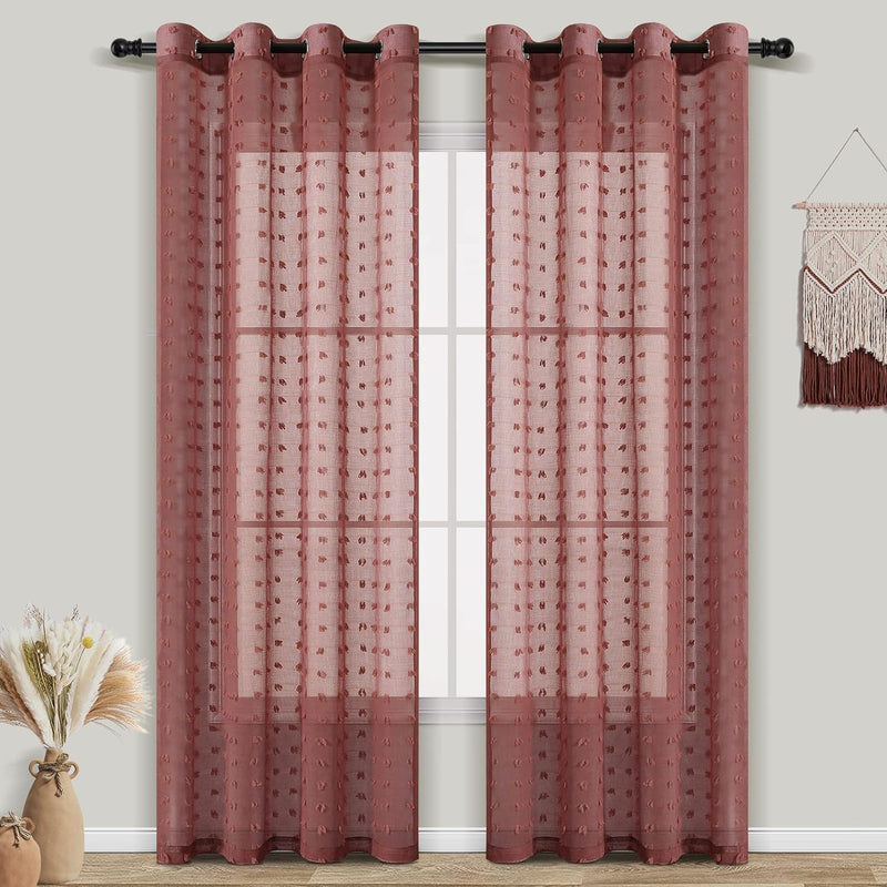 Joywell Terracotta Gardinen Wohnzimmer Vorhänge Transparente Voile Sheer Vorhänge Mädchenzimmer Lein