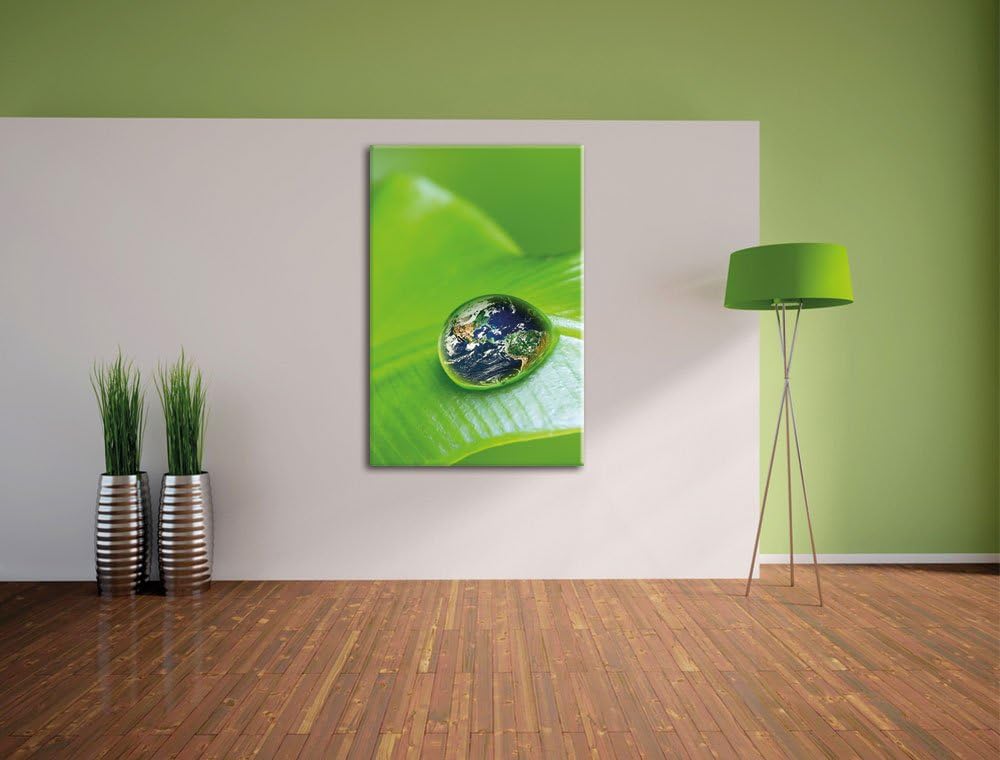 Pixxprint Tautropfen Planet Erde als Leinwandbild/Grösse: 100x70 / Wandbild/Kunstdruck/fertig bespan