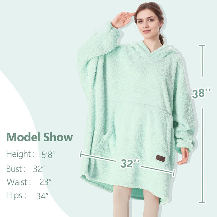 Catalonia Classy Tragbarer Oversize-Kapuzenpullover Decke, Kuschel Sherpa Decke Hoodie, Warm Throw B