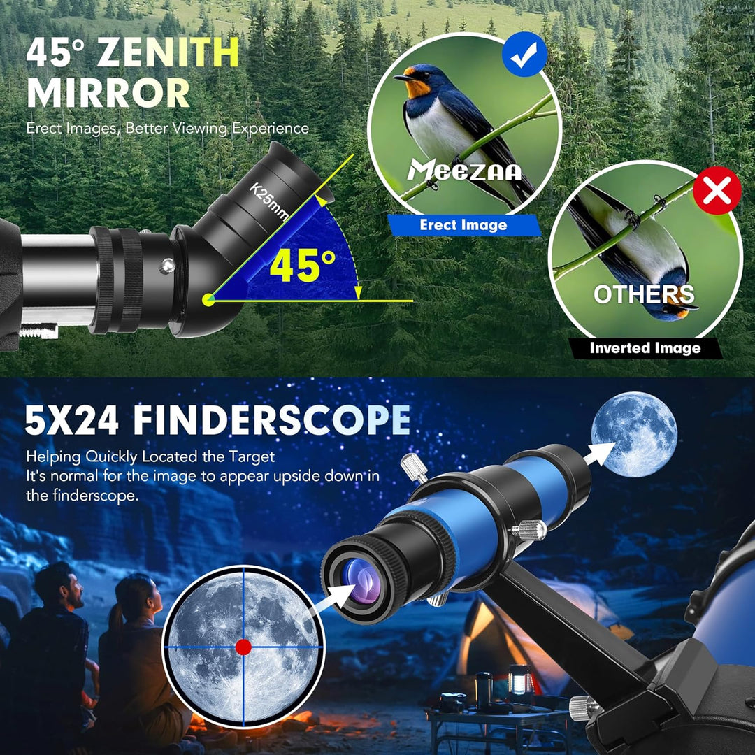 MEEZAA Teleskop, Teleskop Astronomie Profi für Erwachsene, 90mm Blende 800mm AZ Mount Astronomisches