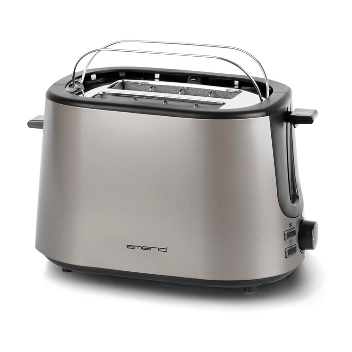 EMERIO Edelstahl Toaster mit integriertem Brötchenaufsatz | Inox Edition | 2 Toastschlitze | Zentrie
