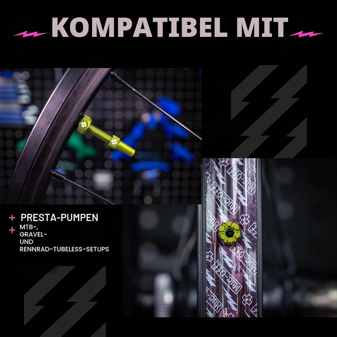 Muc-Off Unisex V2 Presta Tubeless Ventile, Grün, 44mm Grün 44mm, Grün 44mm