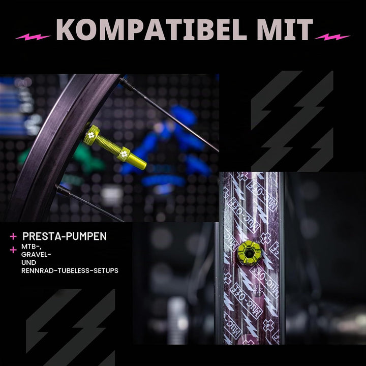 Muc-Off Unisex V2 Presta Tubeless Ventile, Grün, 44mm Grün 44mm, Grün 44mm