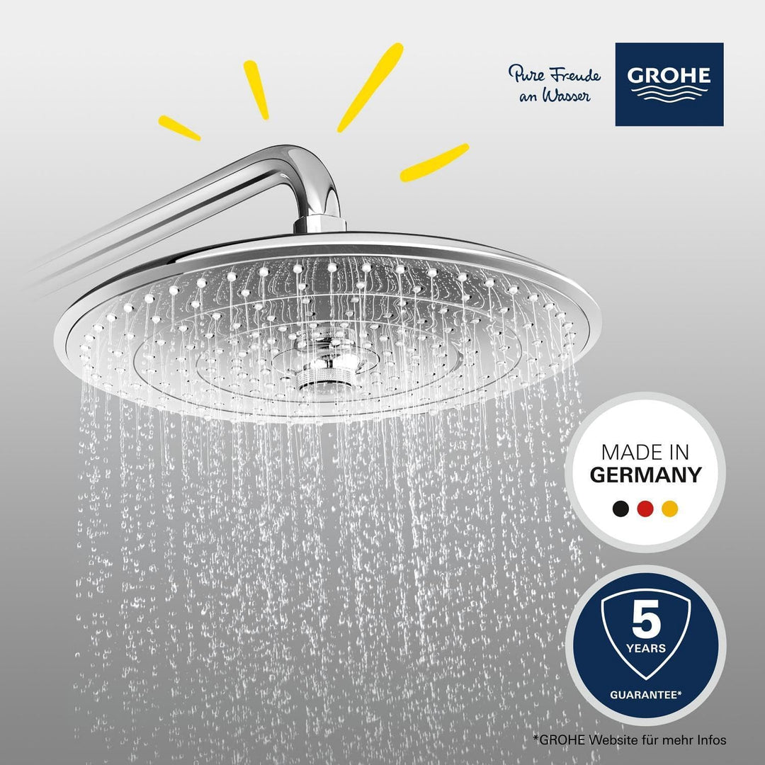 GROHE Vitalio joy 260 - Kopfbrause (wassersparend, 3 Strahlarten, Antikalk-System), chrom, 26462000