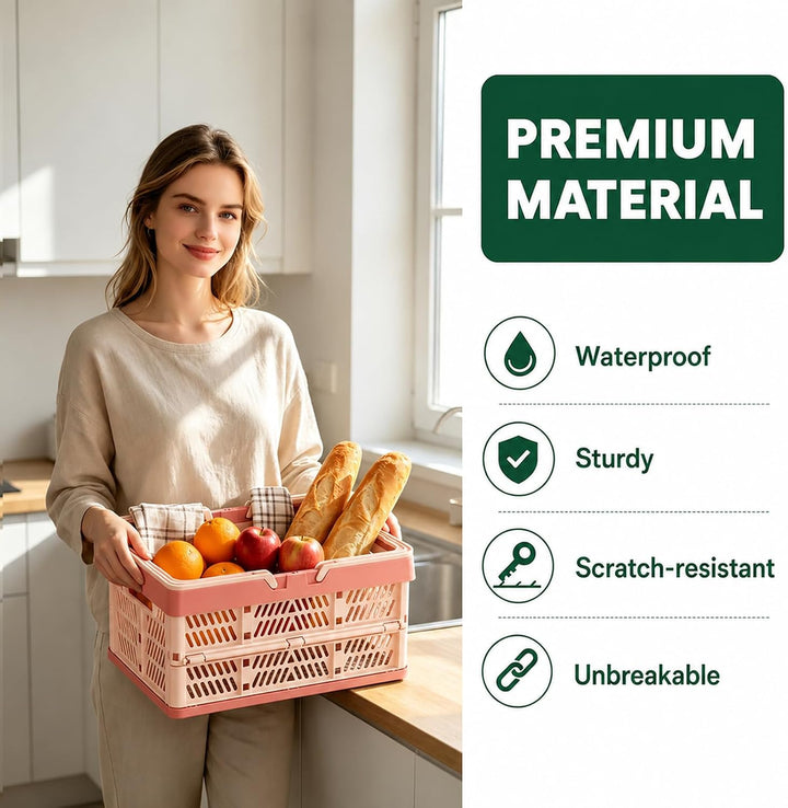 Kleine Klappboxen Faltbar, 2er Set Klappkorb mit Henkel 10L, Rosa Rosa 2er-10L, Rosa 2er-10L