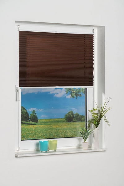 K-home Klemmfix-Plissee, Braun, 100cm x 130cm (B x L) 100 x 130 (B x L) Braun, 100 x 130 (B x L) Bra