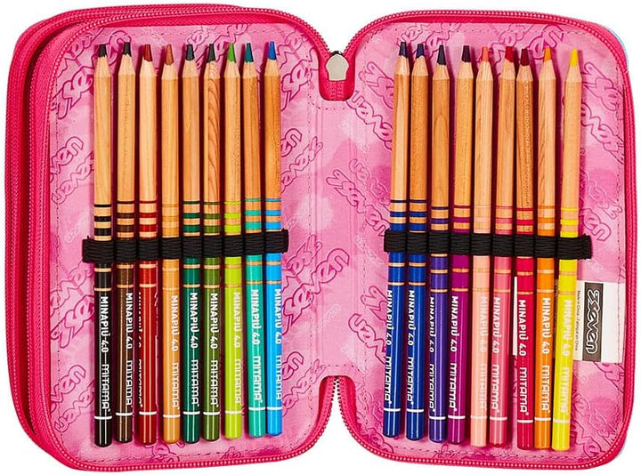 Seven Federmäppchen, Mäppchen, Mehrfarbig, Federtasche für Schreibwaren, Etui komplett mit Bleistift
