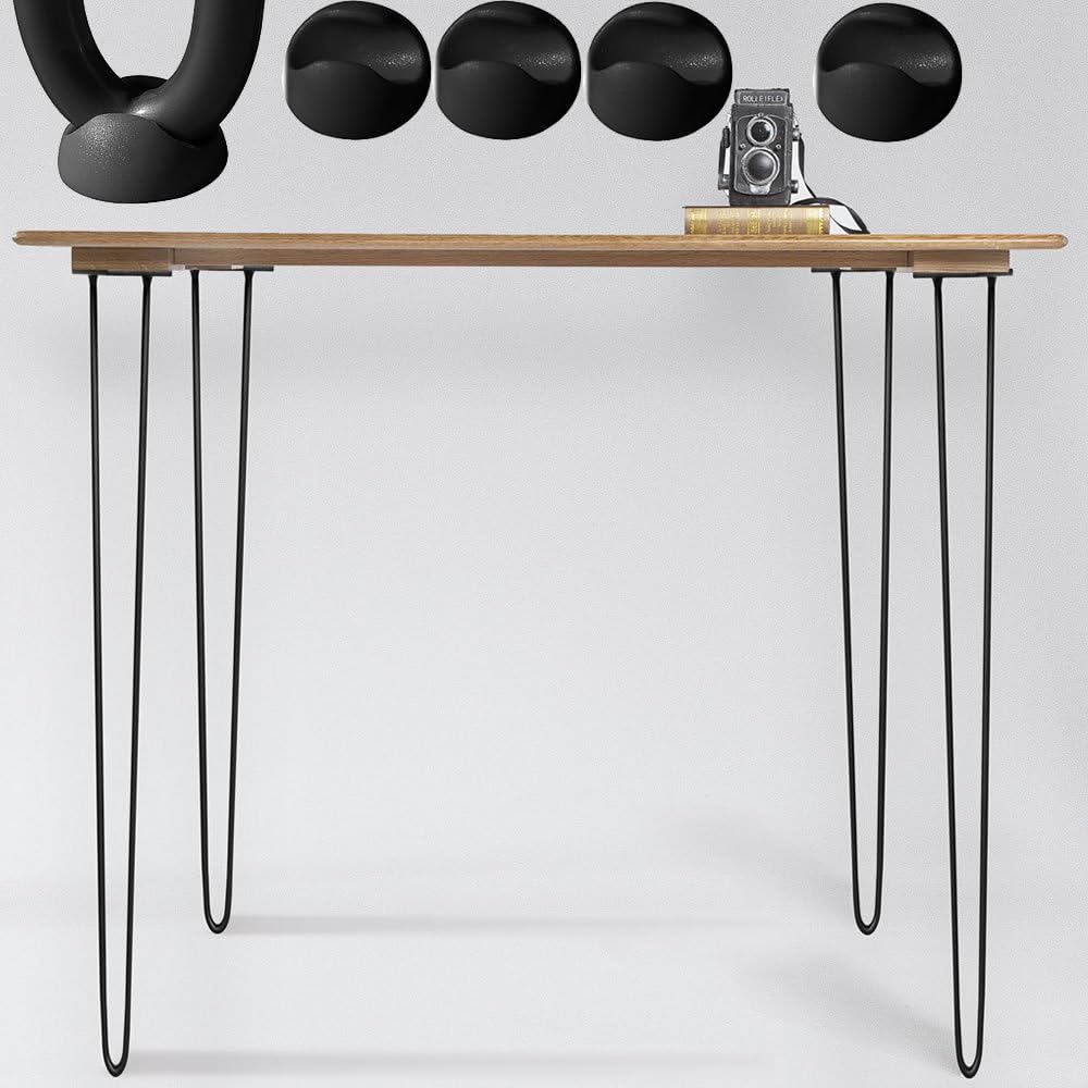 Melko 4 Stück Hairpin Legs Haarnadel Tischbeine aus 12mm Stahl Tischfuss inkl. Bodenschoner | Höhe 7