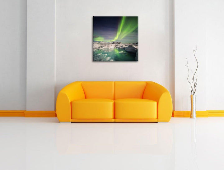 gewaltiges Polarlicht, Format: 70x70 auf Leinwand, XXL riesige Bilder fertig gerahmt mit Keilrahmen,
