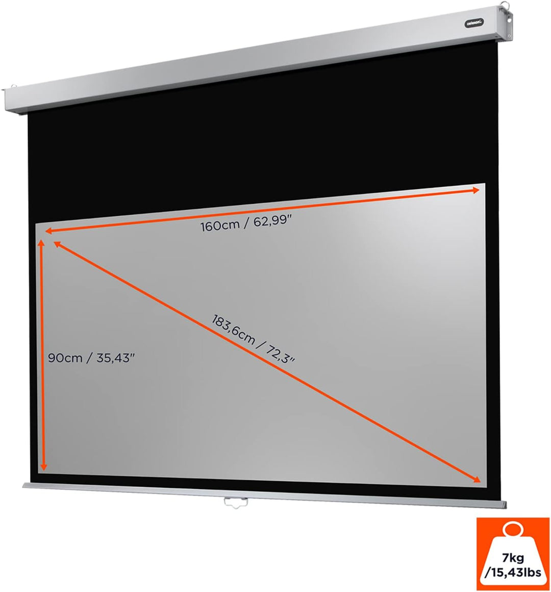 celexon manuell ausziehbare Heimkino- und Business-Rollo-Beamer-Leinwand 4K und Full-HD mit Slow-Ret