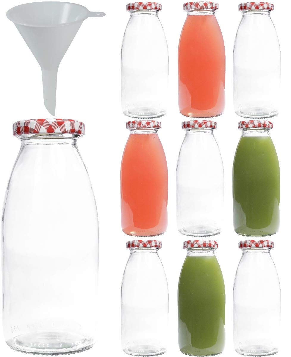 mikken| 10 Glasflaschen 250 ml, Flasche mit Schraubverschluss inkl. Trichter 10 Flaschen 250 ml, 10