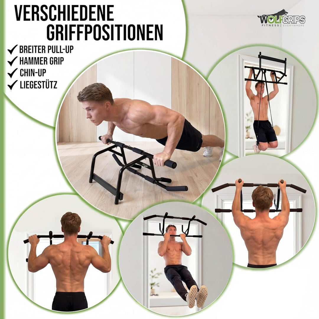 Klimmzugstange für Türrahmen zum Einhängen ohne Schrauben, Pull Up Bar mit Rutschfesten Griffen, Pro