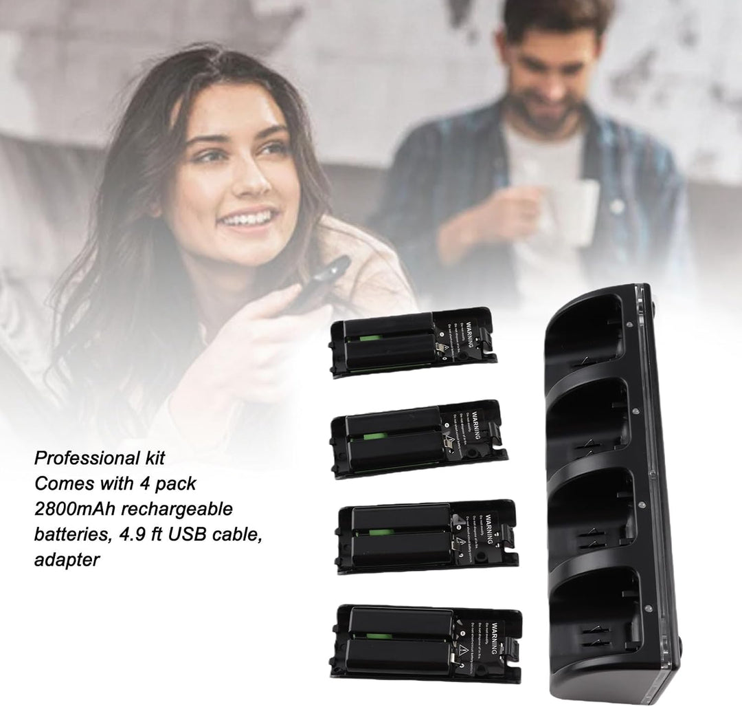 Fernbedienungs-Ladegerät, 4-in-1-Ladestation mit 4 Wiederaufladbaren 2800-mAh-Batterien, mit LED-Anz