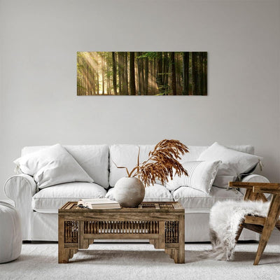 Panorama Bilder auf Leinwand Wald Baum Natur Leinwandbild mit Rahmen 90x30cm Wandbilder Dekoration W