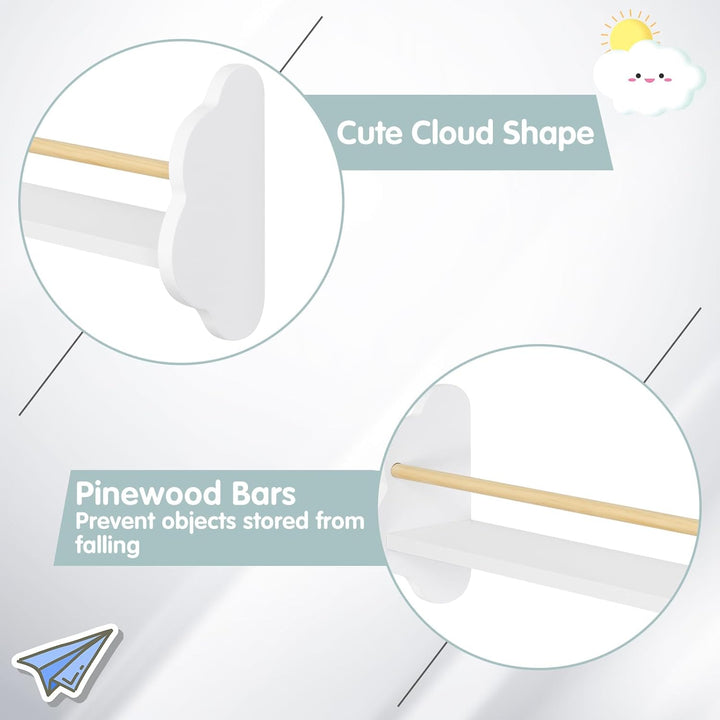 WOLTU Bücherregal Kinder Wand 3er Set, Wandregal Kinderzimmer, Kinderregal für Buchaufbewahrung, aus