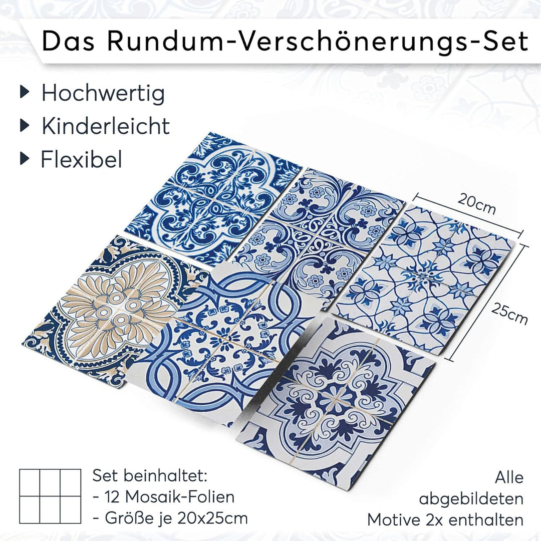 CREATISTO Mosaik-Fliesen Fliesensticker Fliesenfolie - Klebefolie Aufkleber für Wand-Fliesen I Klebe