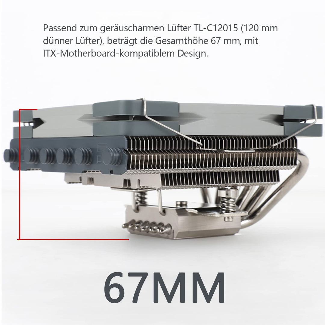 Thermalright AXP120-X67 Low-Profile-CPU-Luftkühler mit recht 120-mm-TL-C12015-PWM-Lüfter, 4 Heatpipe