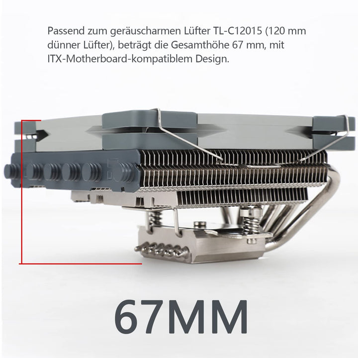 Thermalright AXP120-X67 Low-Profile-CPU-Luftkühler mit recht 120-mm-TL-C12015-PWM-Lüfter, 4 Heatpipe