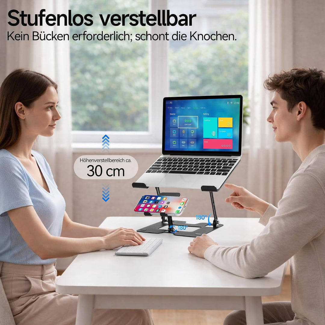Novent Laptopständer ergonomisch &amp; stabil, Laptop Halterung Schreibtisch mit Tablet Ständer &amp; Handys