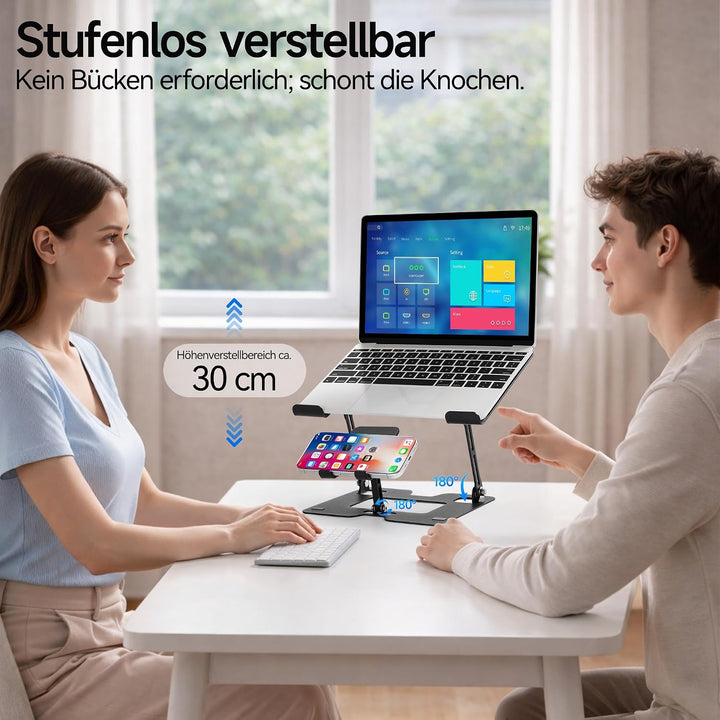 Novent Laptopständer ergonomisch &amp; stabil, Laptop Halterung Schreibtisch mit Tablet Ständer &amp; Handys