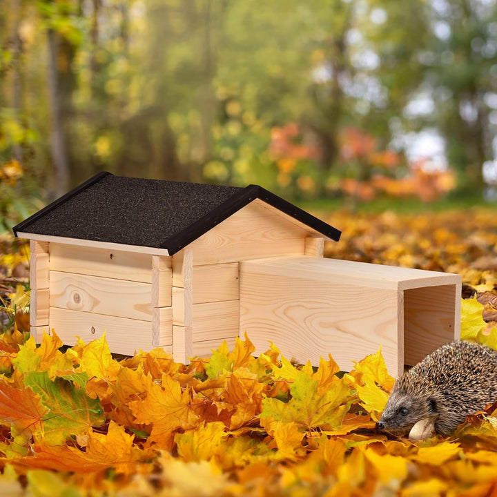 dobar® Igelhaus mit Stecksystem - Igelfutterhaus mit Bitumendach - Igelhütte mit langem Eingang Raub