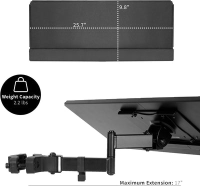 VIVO Steel Universal Full Motion Pole Mount, 26 Inch Keyboard and Mouse Tray, Ergonomic Tilt, 360 De