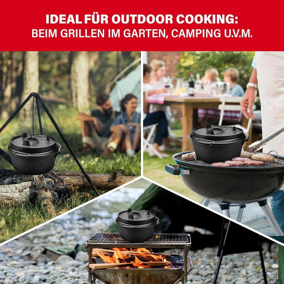 BBQ BOSS Dutch Oven [5L Kapazität] Gusseisen – Topf – Schmortopf – cast iron – Feuertopf – Gulaschke