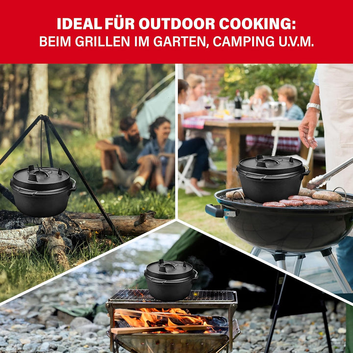 BBQ BOSS Dutch Oven [5L Kapazität] Gusseisen – Topf – Schmortopf – cast iron – Feuertopf – Gulaschke