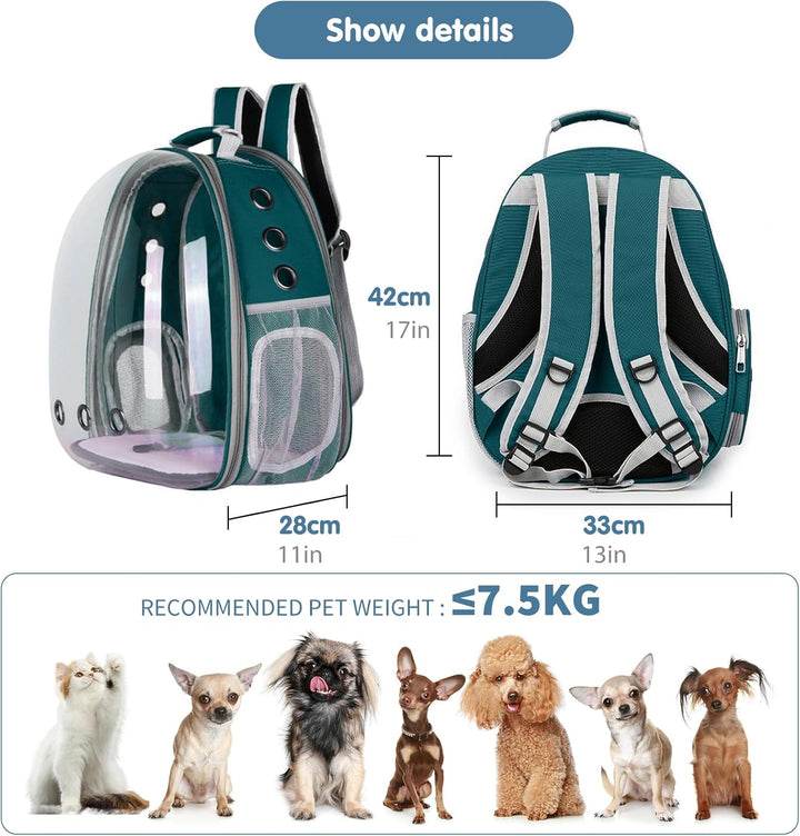 PETCUTE Haustier Katzen Rucksack,Hunde Rucksack für Kleine Katzen und Hunde,Atmungsaktive 360 ° Sich