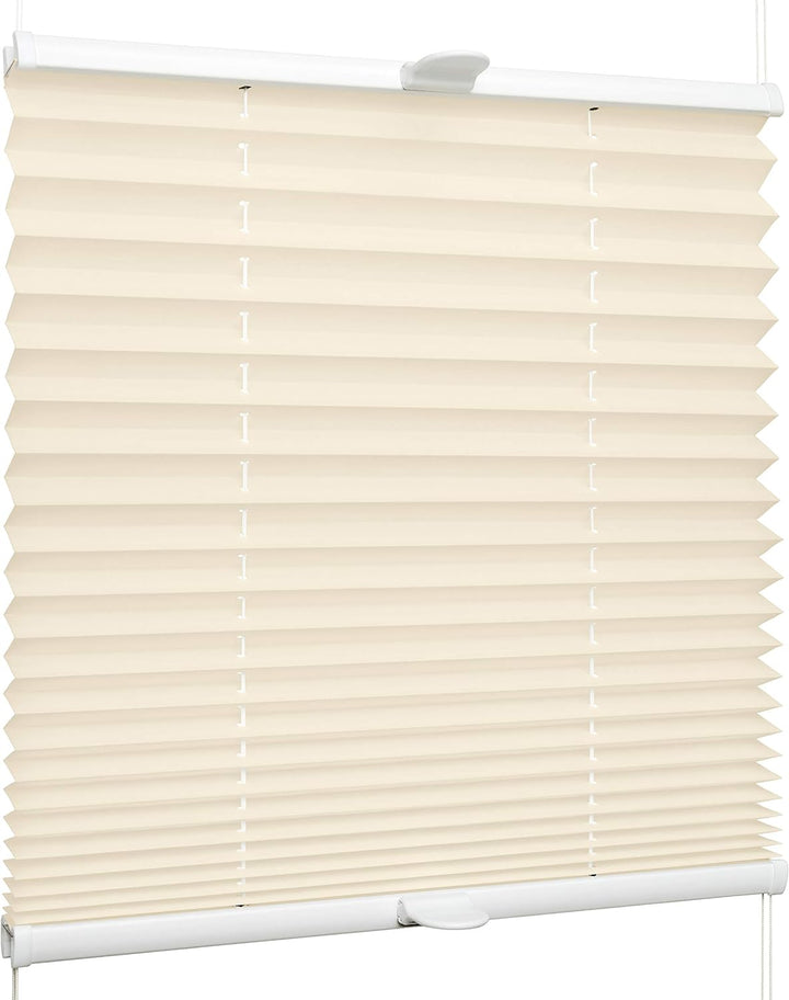 SchattenFreude Klemmfix-Plissee für Fenster | Mit Klemm-Haltern | Ohne Bohren | Creme, Breite: 150cm