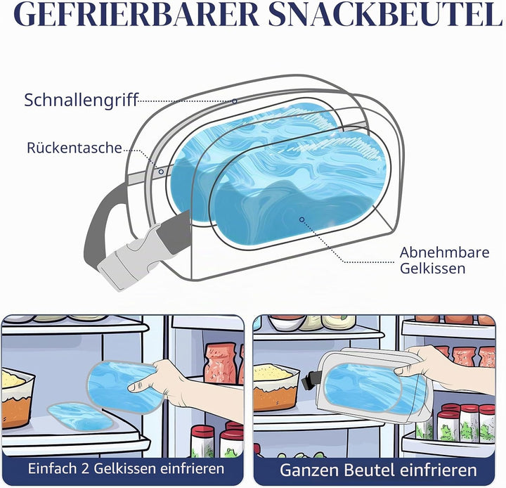 Cerbonny Gefrierbare Lunchtasche, gefrierbare Snack-Tasche, Mini-Kühltasche für Reisen/Arbeit/Schule