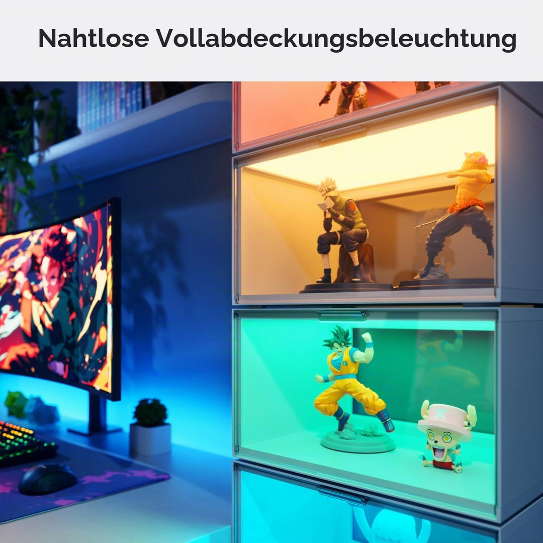 Nanoleaf Smart LED Schuhboxen 4er Starterpack, Stapelbare transparente Vitrinen für Figuren & Dekora